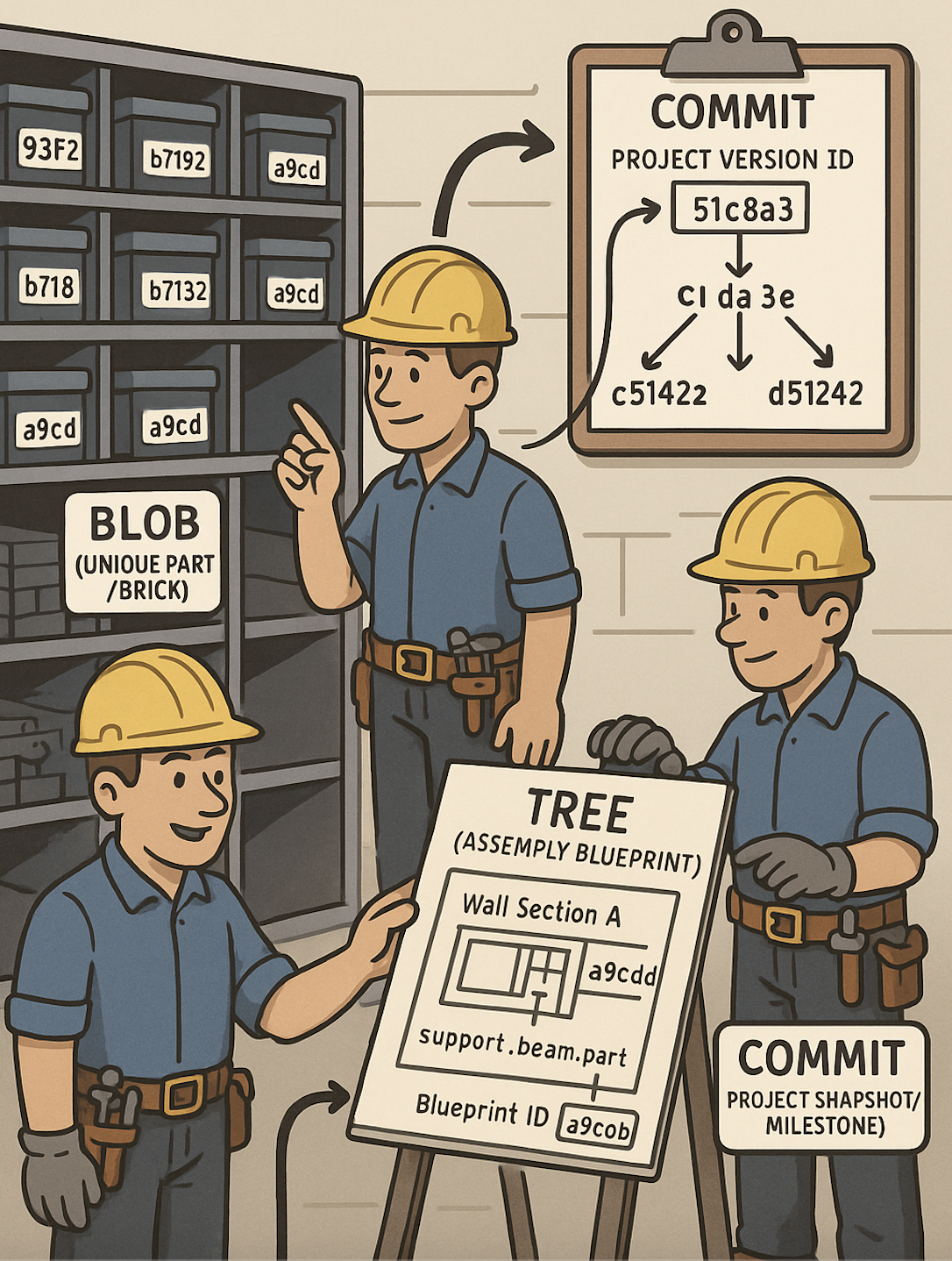 Git Datastructure Cartoon
